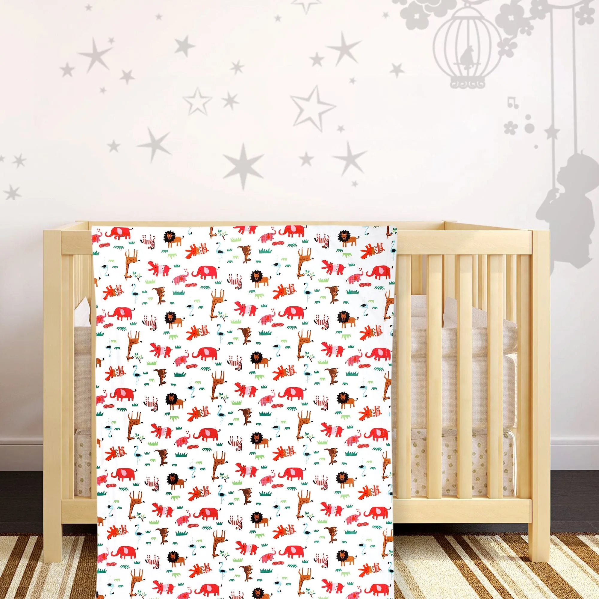 Animals And Grass White Blanket