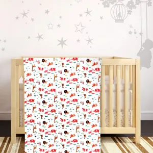 Animals And Grass White Blanket