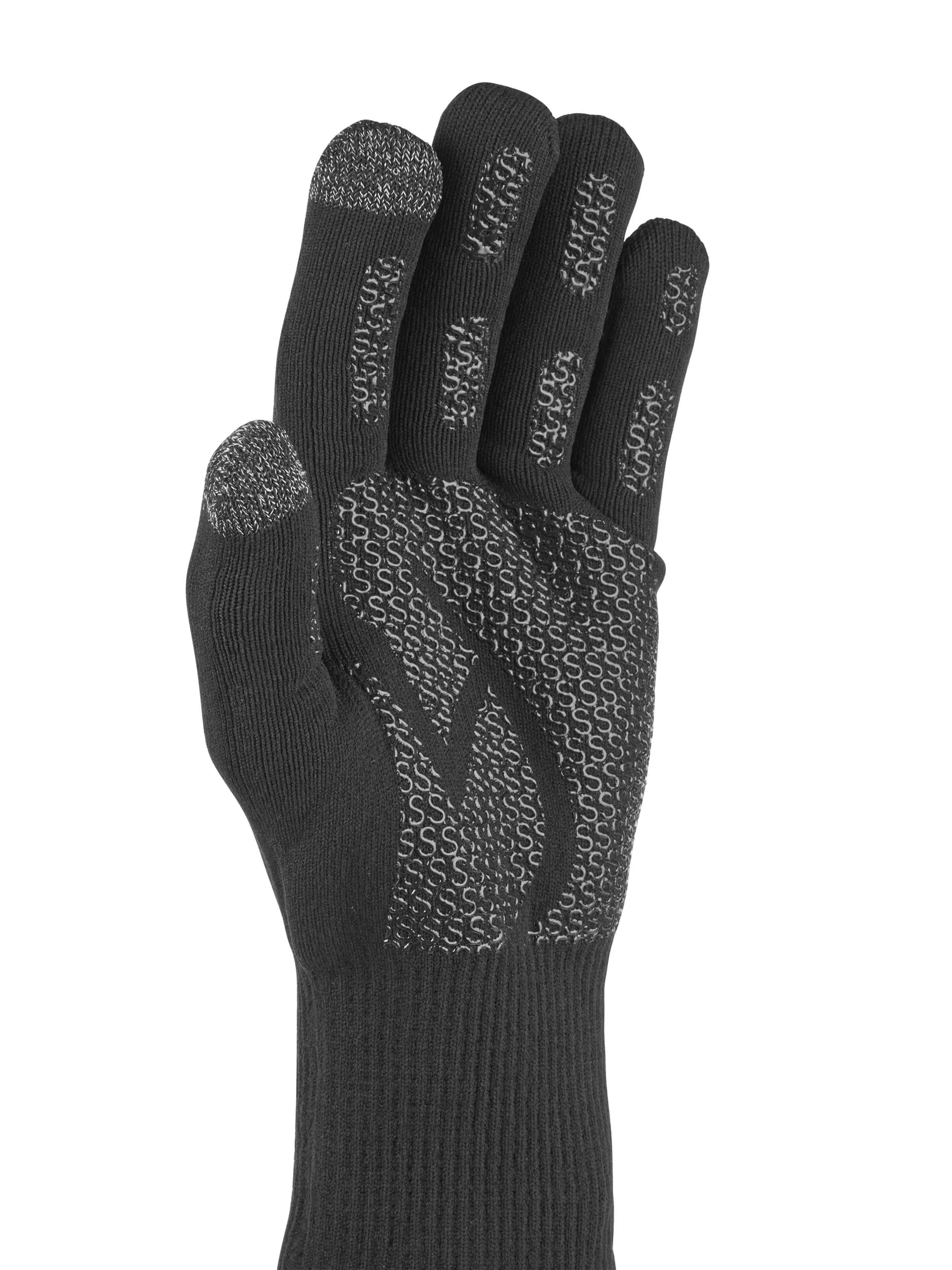 ANMER WATERPROOF ALL WEATHER ULTRA GRIP KNITTED GLOVE - BLACK