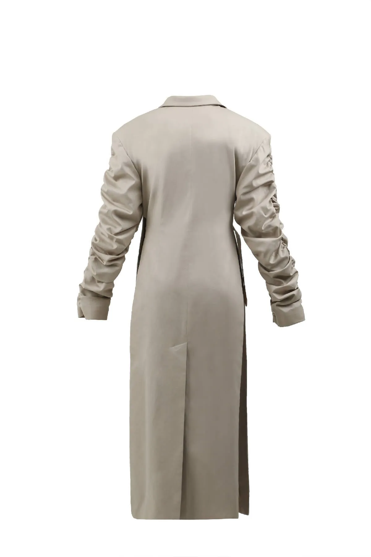 Beige crumple-sleeve trench