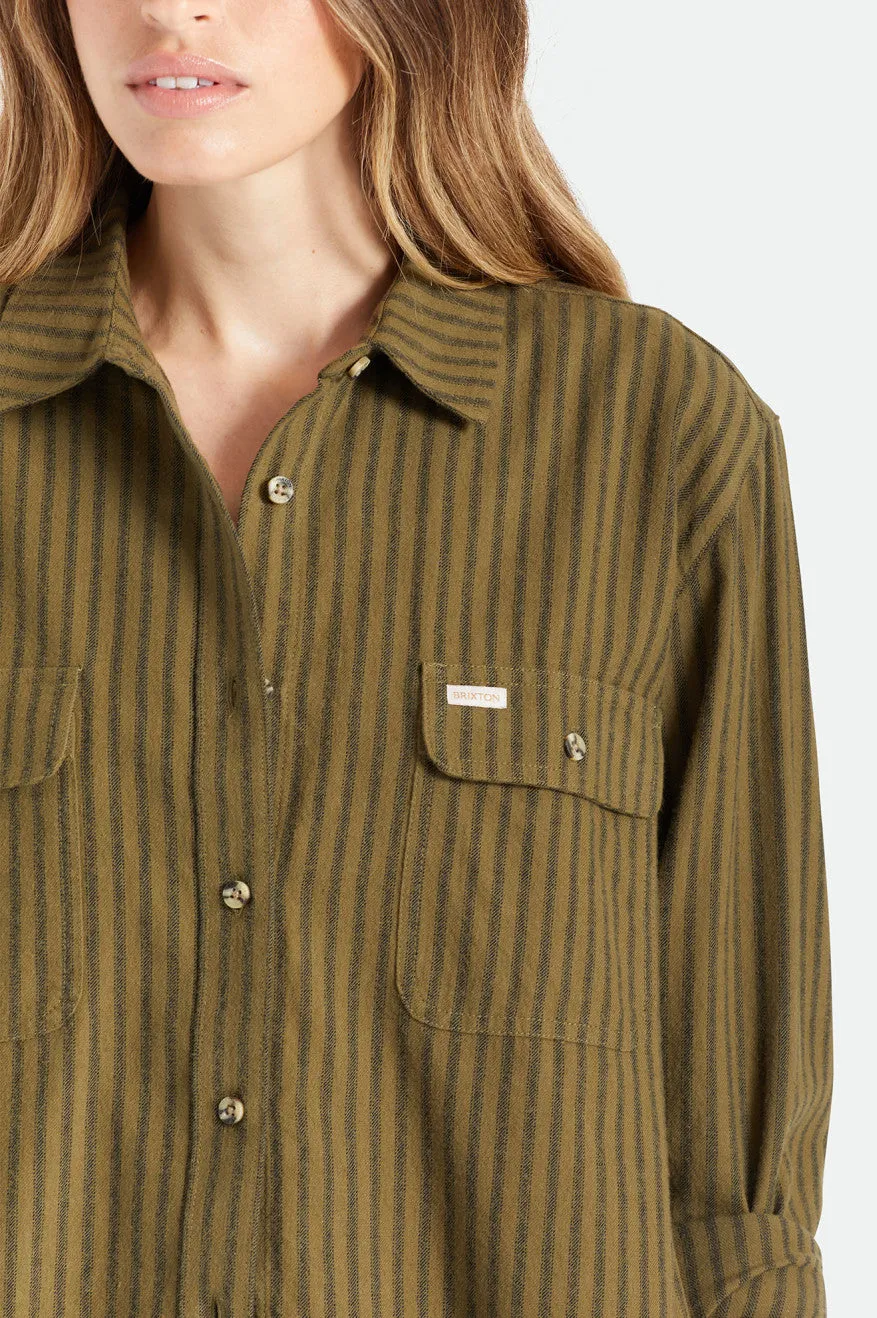 Bowery Boyfriend L/S Flannel - Military Olive Stripe
