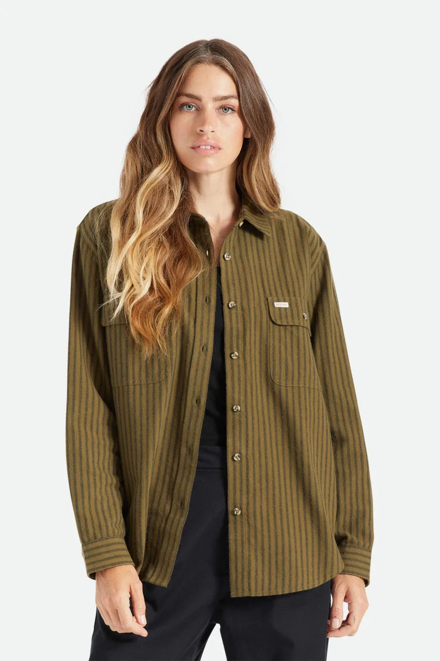 Bowery Boyfriend L/S Flannel - Military Olive Stripe