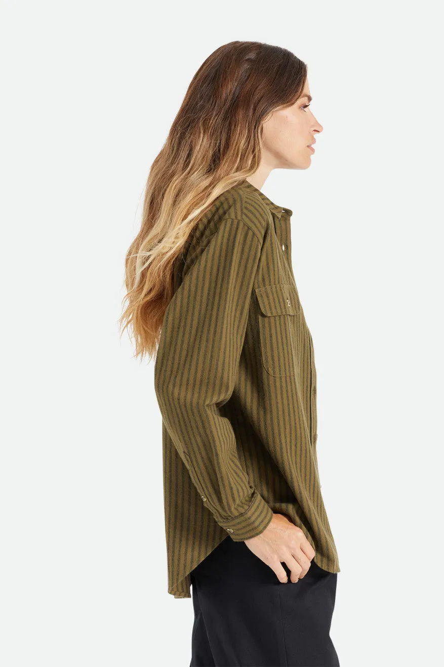 Bowery Boyfriend L/S Flannel - Military Olive Stripe