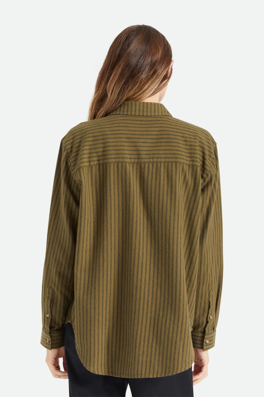 Bowery Boyfriend L/S Flannel - Military Olive Stripe