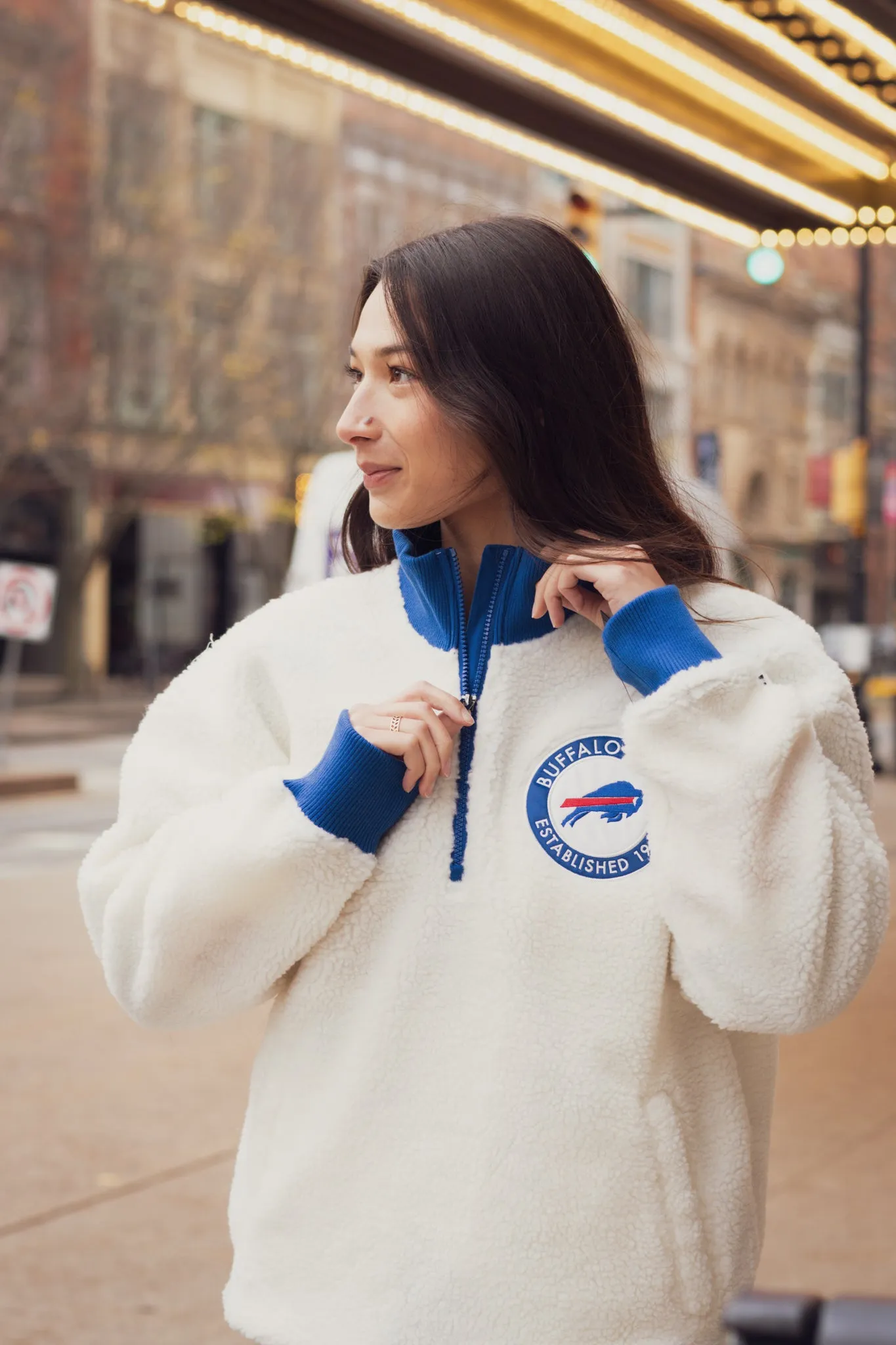 Buffalo Bills x Tommy Hilfiger White Sherpa Quarter Zip