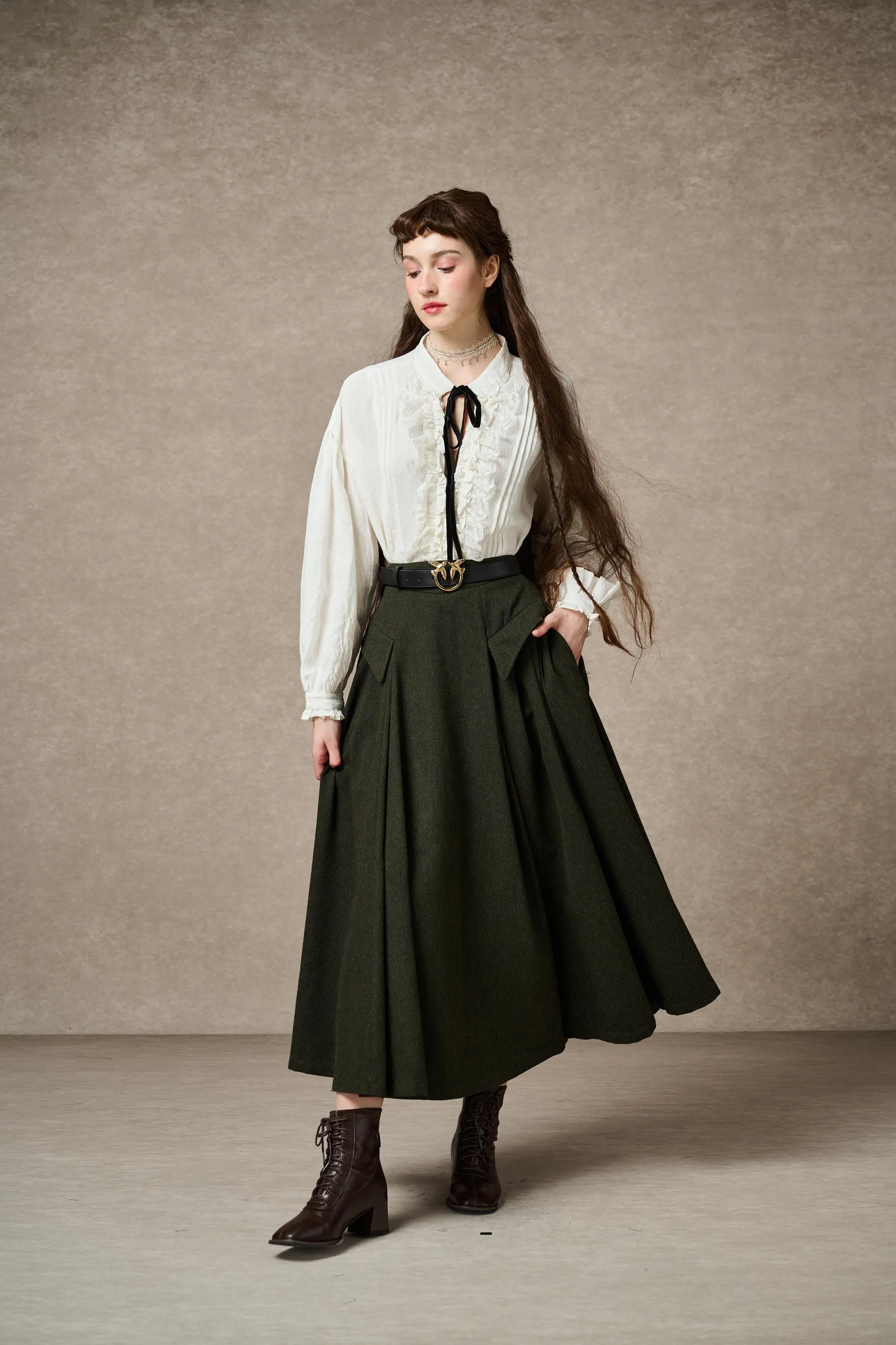 Darcy 23 | Retro Plaid wool skirt