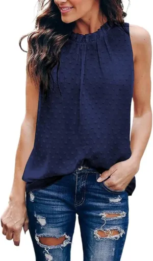 Dokotoo Womens Casual Sleeveless Shirts Halter Neck Leopard Print Tank Top and Blouses