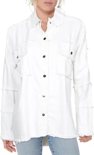 ELAN Women's Rock and Roll Distressed Button Up Jacket