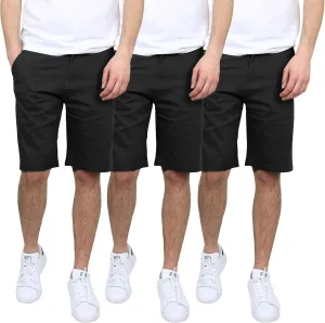 Galaxy by Harvic 3-Pack Men's Cotton Flex Stetch Chino Shorts (Sizes, 30-42)
