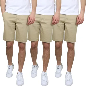Galaxy by Harvic 3-Pack Men's Cotton Flex Stetch Chino Shorts (Sizes, 30-42)