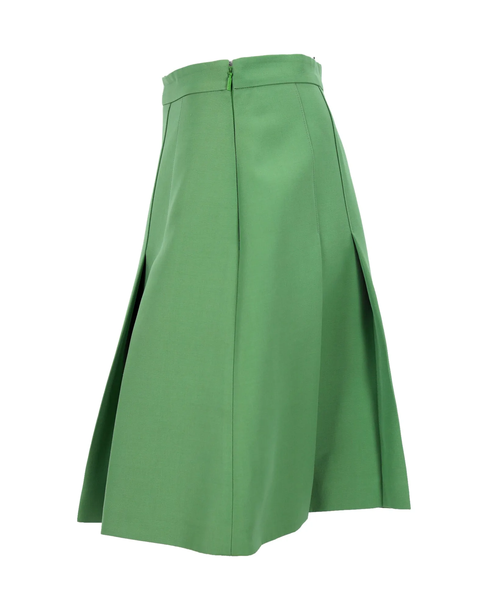 Gucci Pleated Skirt In Green Wool