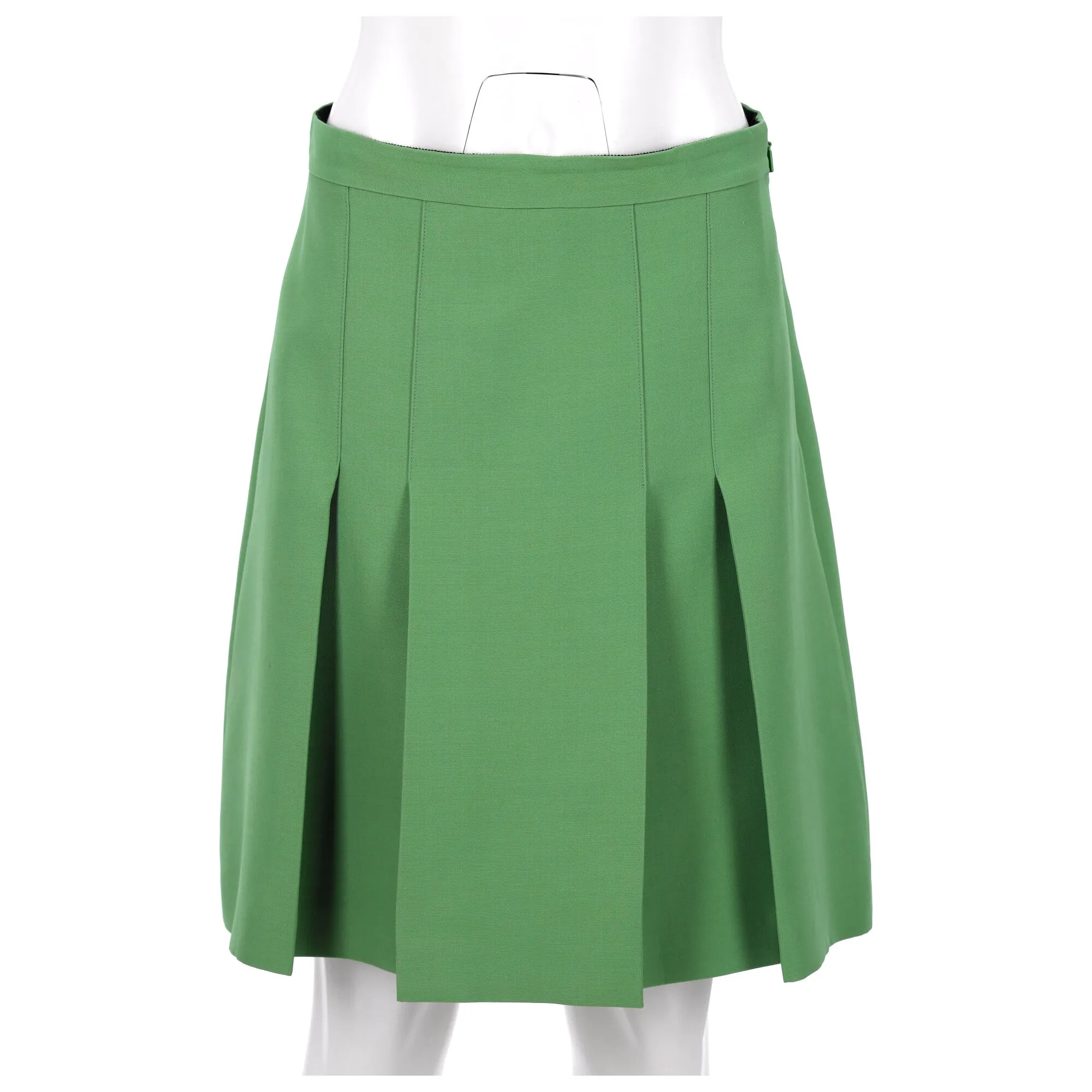 Gucci Pleated Skirt In Green Wool