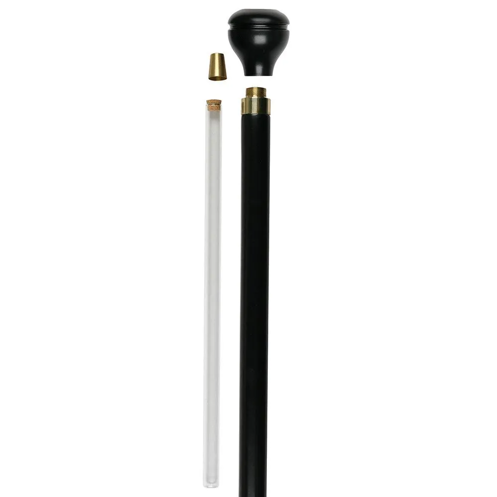 Jewish Star of David Flask Walking Stick w/ Black Beechwood Shaft & Pewter Collar
