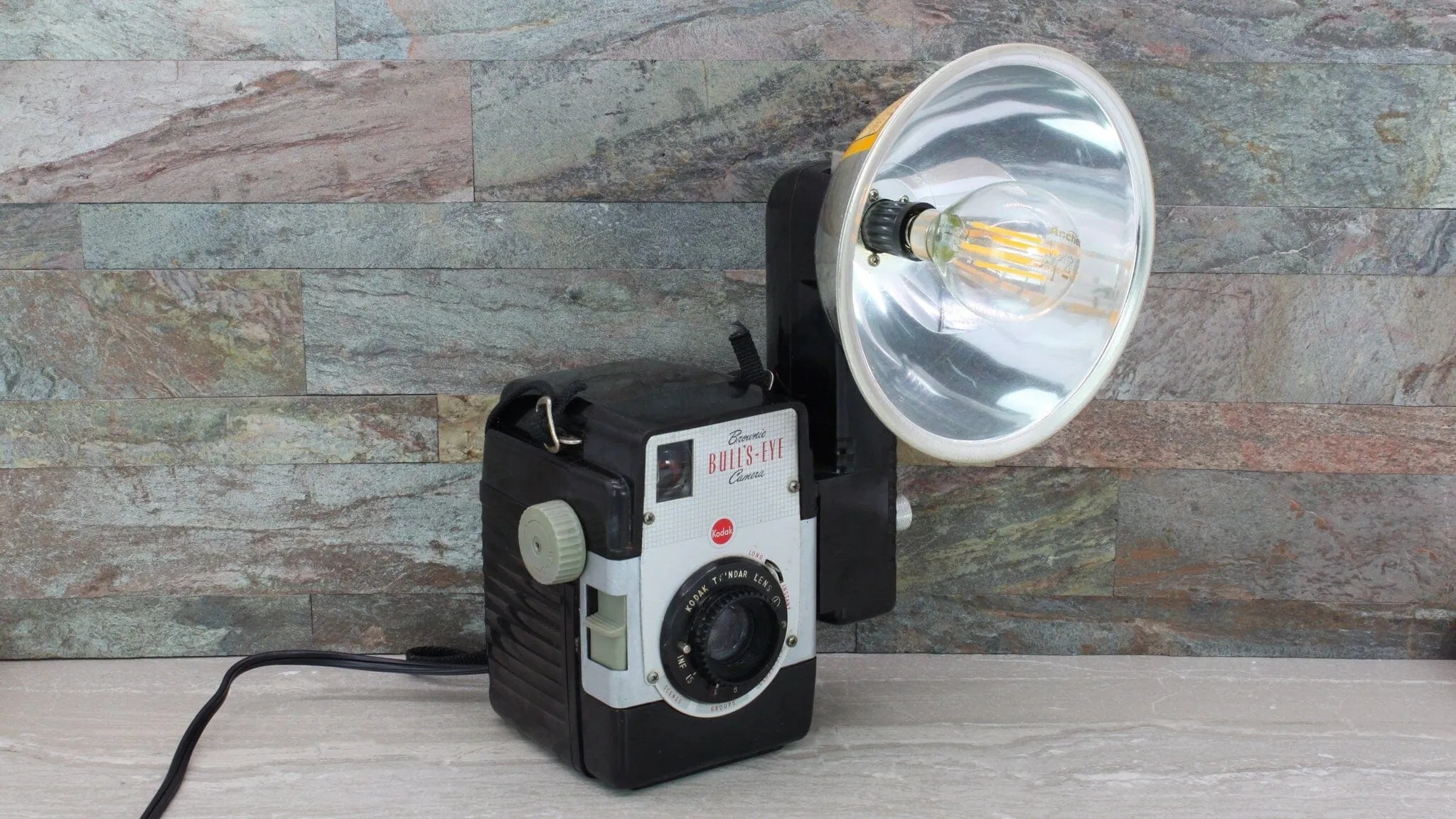 LED Reading - Task Lamp, Kodak Brownie Bull's Eye Vintage Camera, 50' table lamp, mid-century light, gift for grandma and grandpa