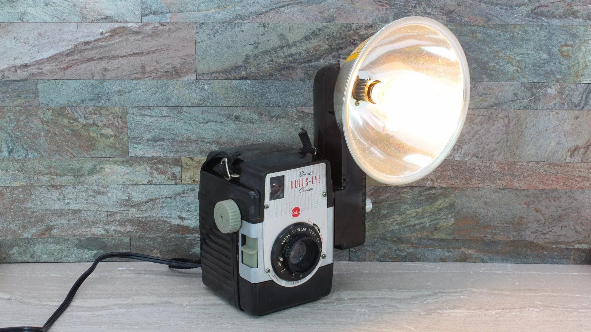 LED Reading - Task Lamp, Kodak Brownie Bull's Eye Vintage Camera, 50' table lamp, mid-century light, gift for grandma and grandpa
