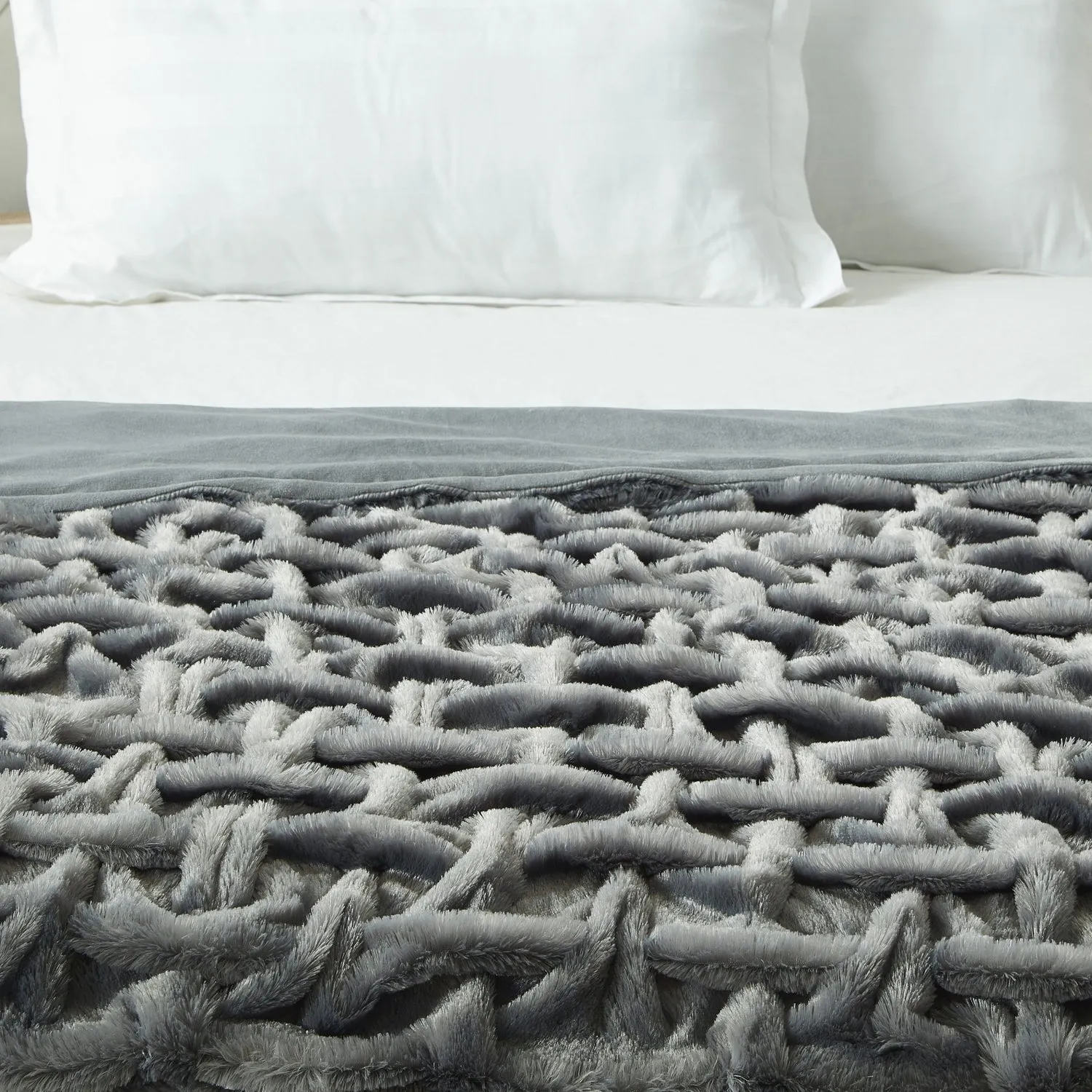 Lmos Stitched Faux Fur Throw