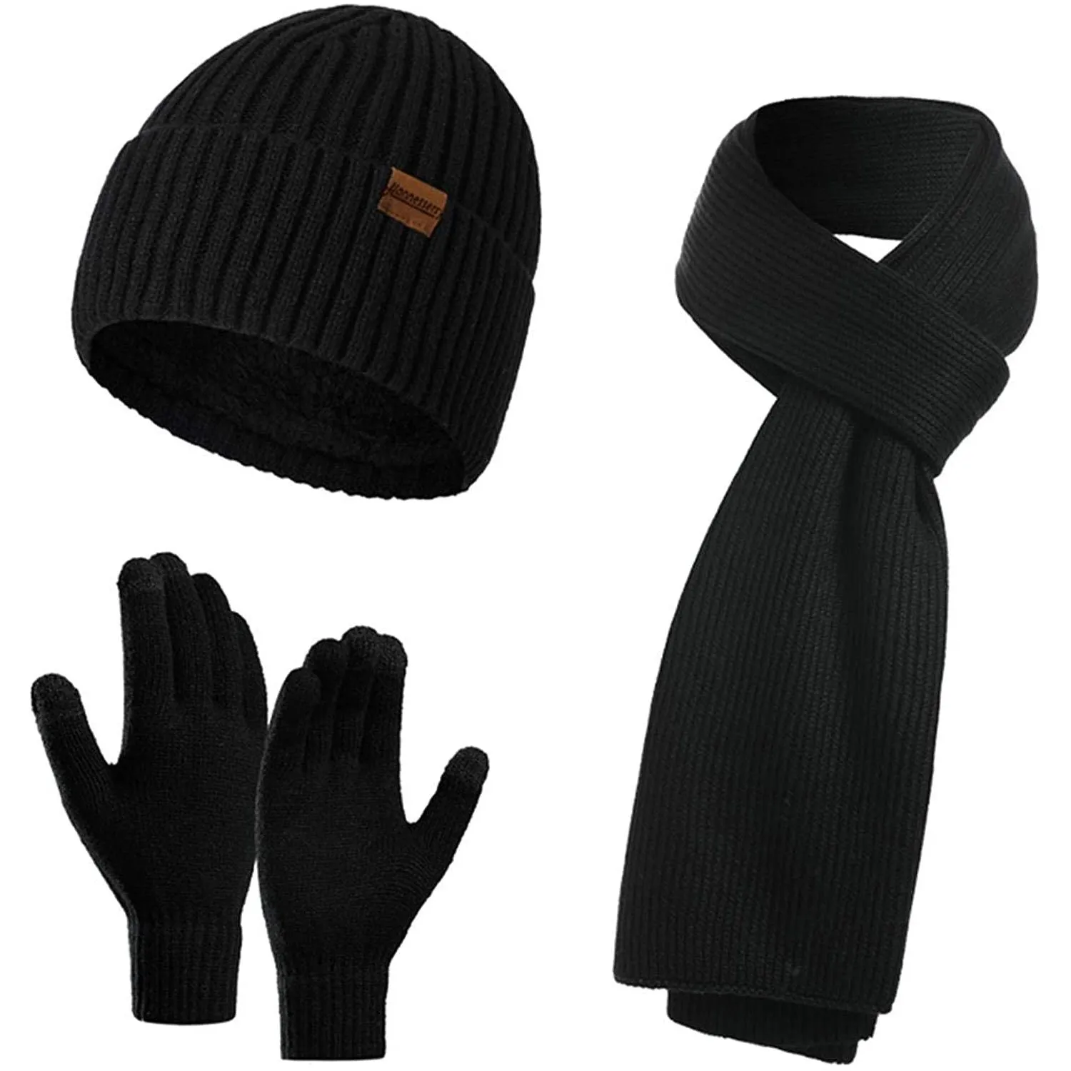 Men's Scaves and Beanie Hat Themal Gloves Set