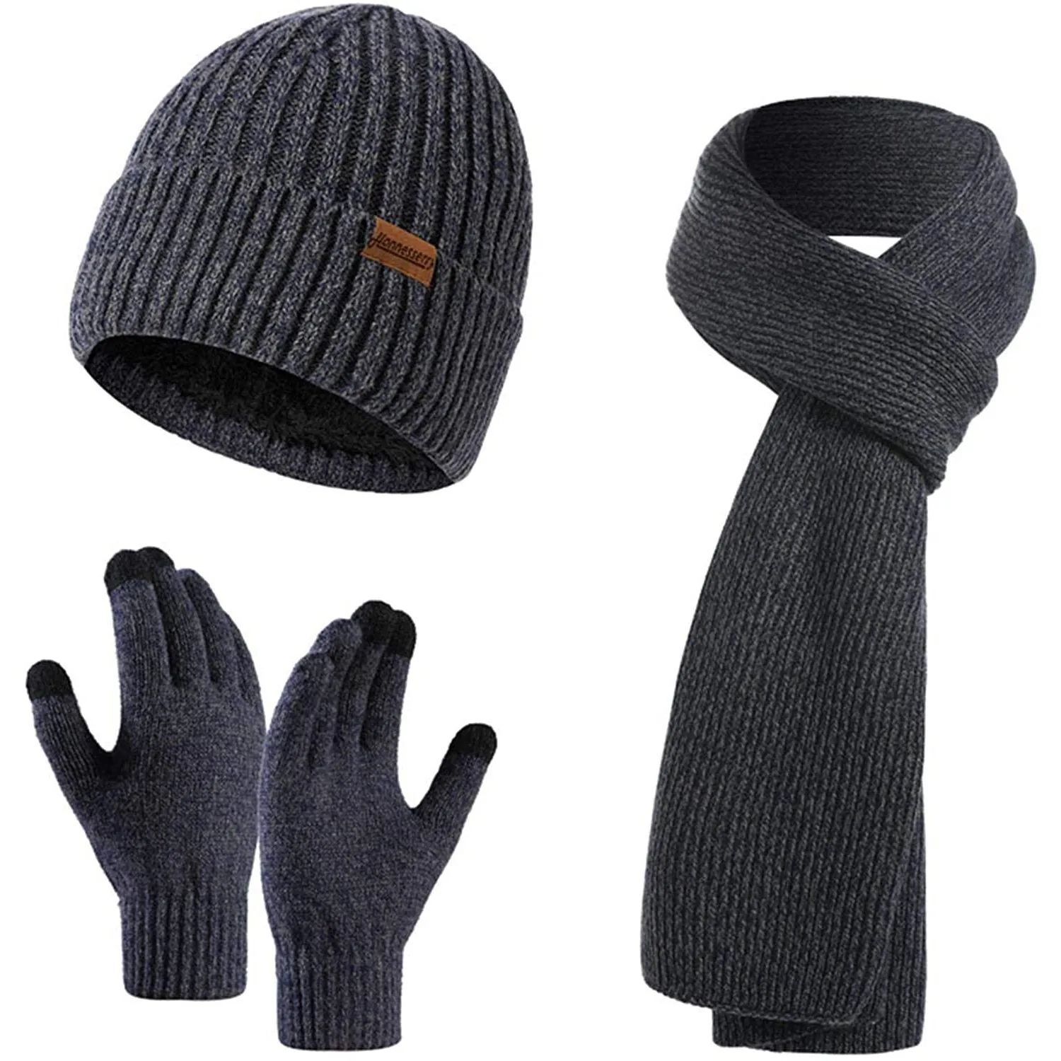 Men's Scaves and Beanie Hat Themal Gloves Set