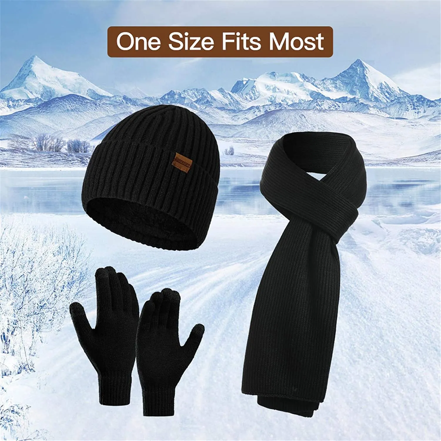 Men's Scaves and Beanie Hat Themal Gloves Set