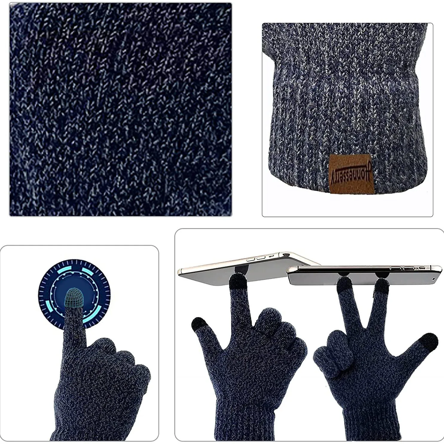 Men's Scaves and Beanie Hat Themal Gloves Set