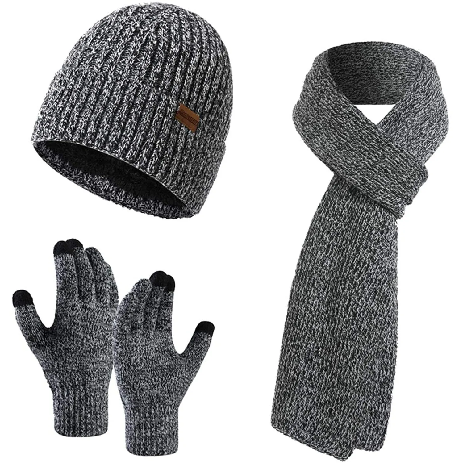 Men's Scaves and Beanie Hat Themal Gloves Set