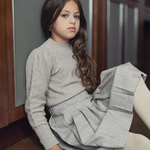 Oat Wool Pleated Skirt
