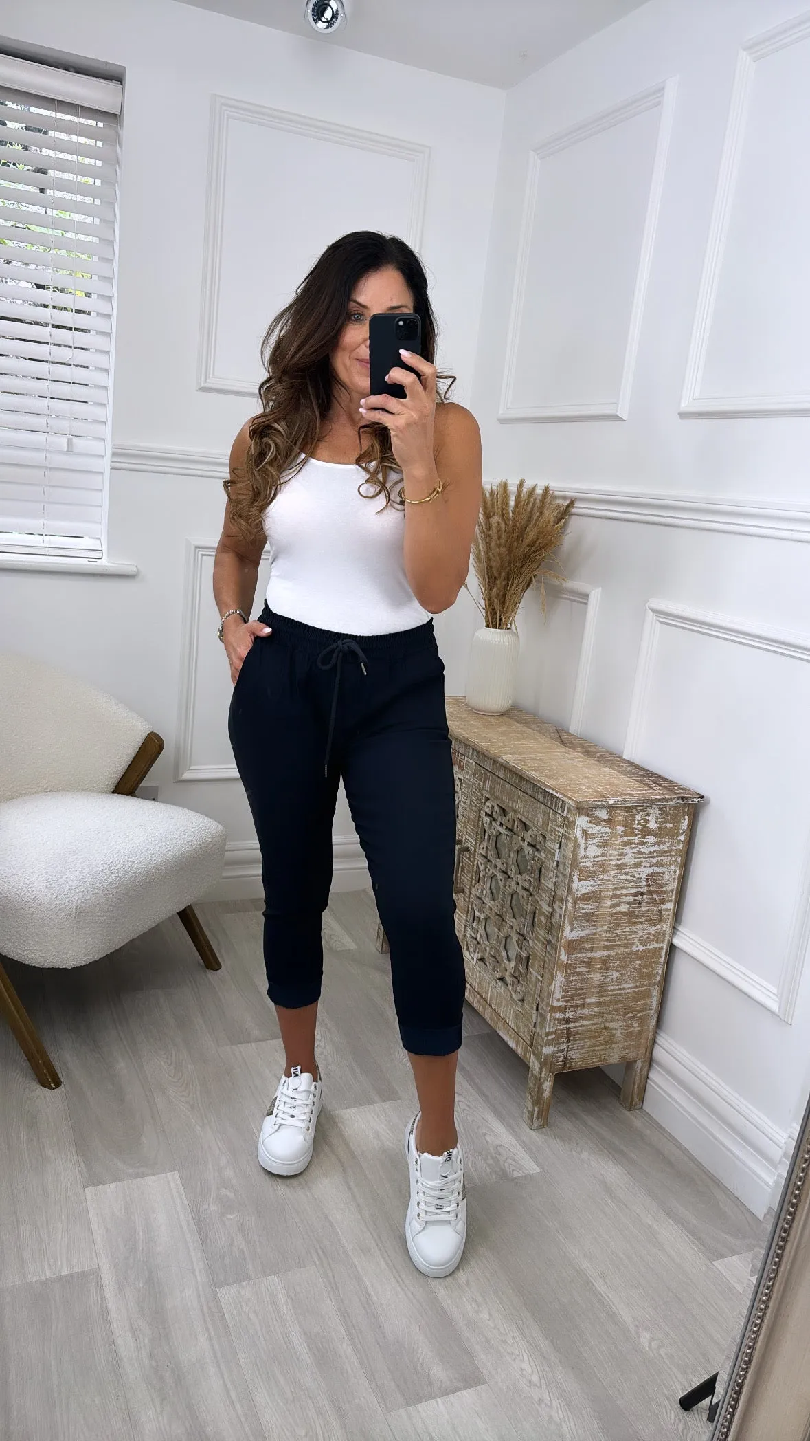 Rebekah Navy Stretch Fleece Lined Joggers