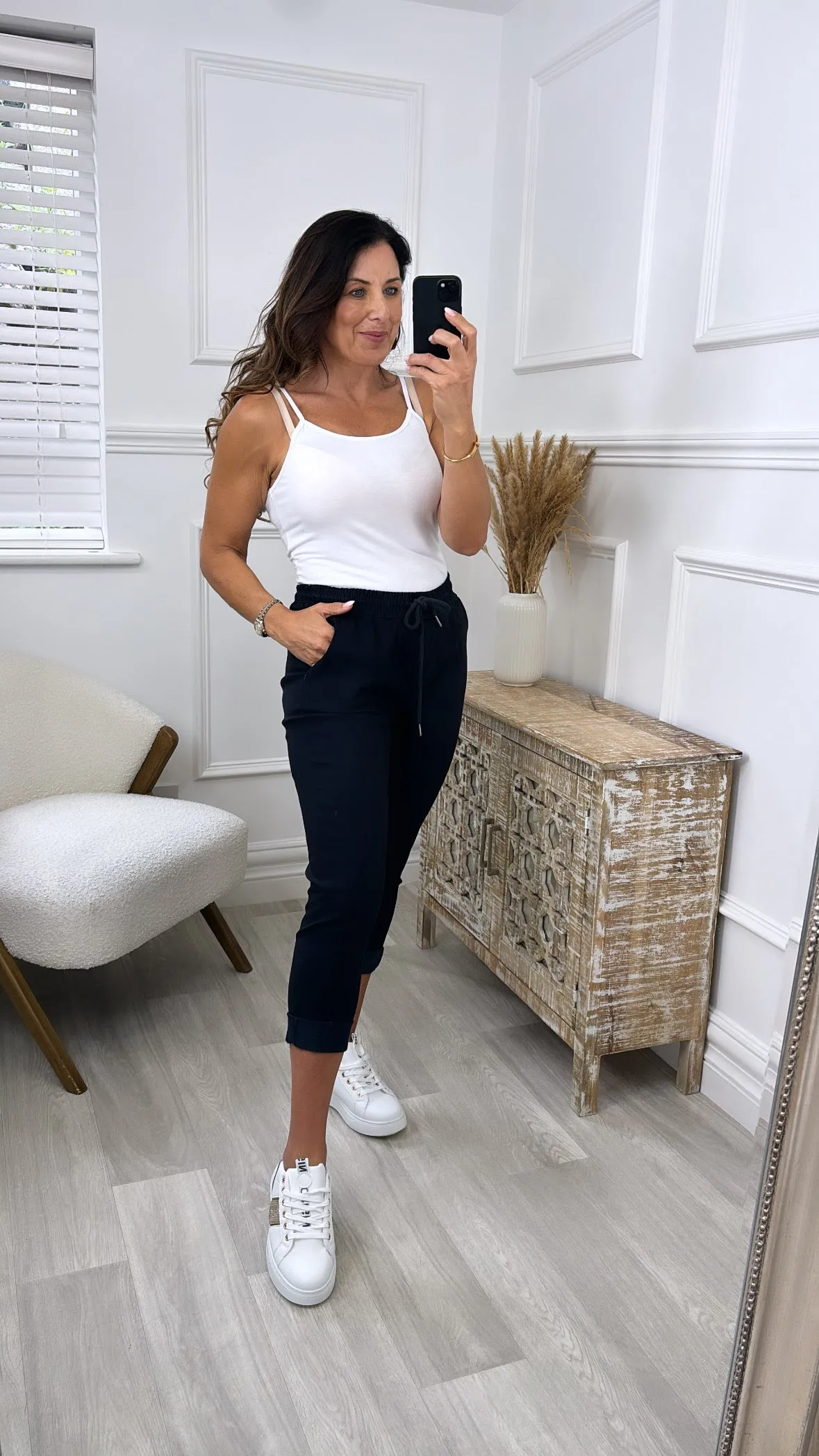 Rebekah Navy Stretch Fleece Lined Joggers