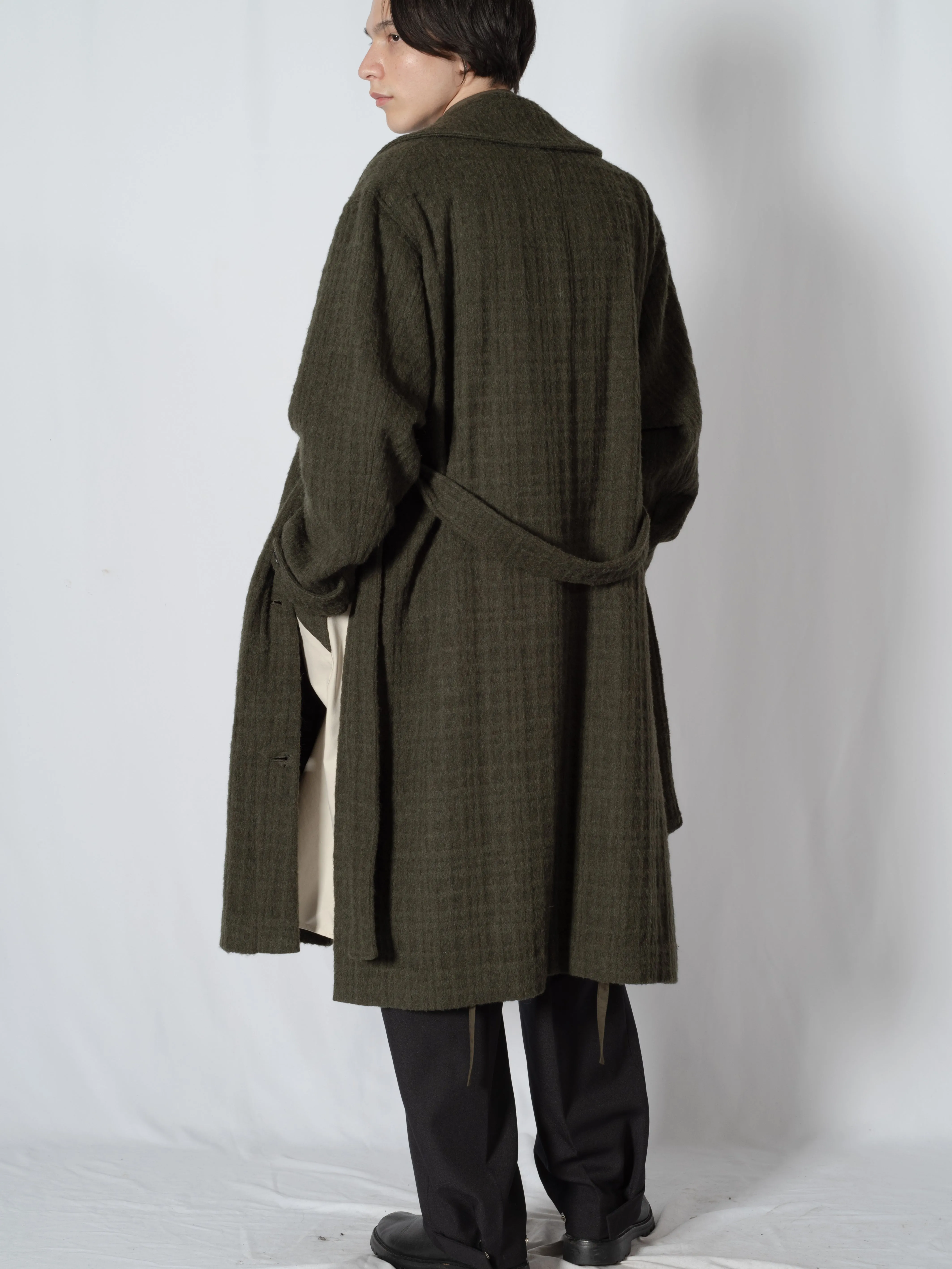 SHAGGIE WOOL CHECK WRAP COAT