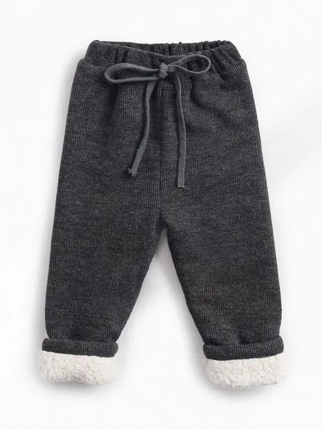 Solid Color Berber Fleece Rib Baby Toddler Kids Thick Warm Pants