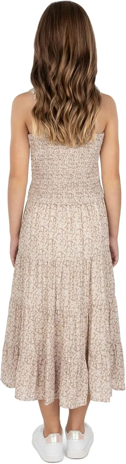 Speechless Girls' Sleeveless Pleated Top and Maxi Tiered Skirt Set