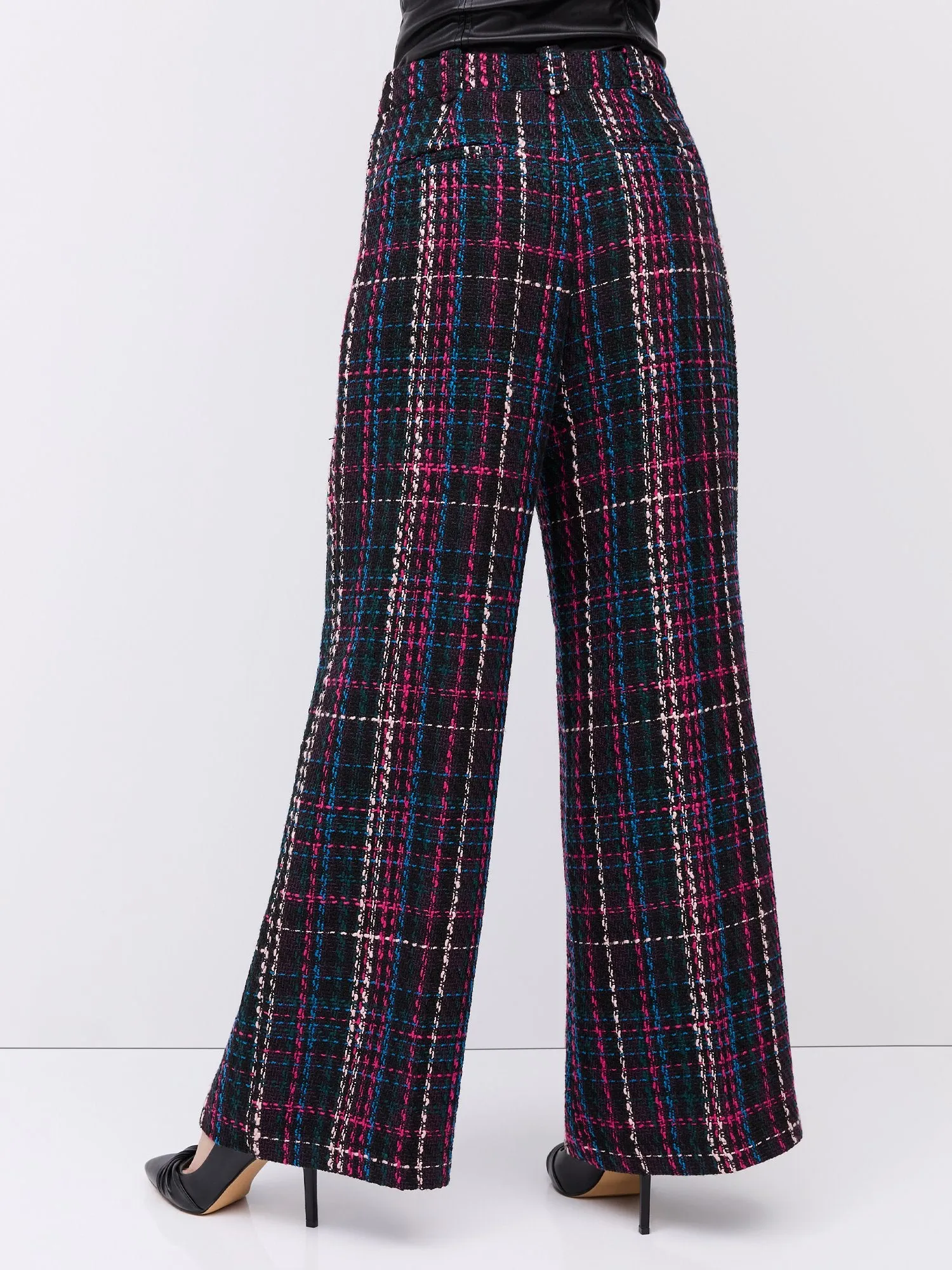 Tweed High-Waisted Wide-Leg Pant