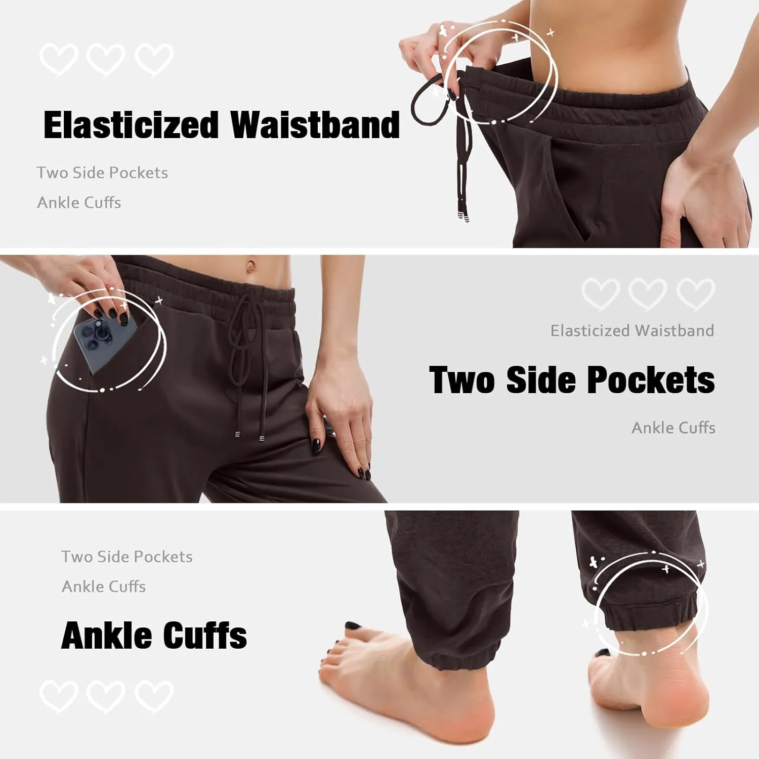 Walifrey Womens Joggers with Pockets, Drawstring Sweatpants Women for Lounging Jogging Workout and Gym