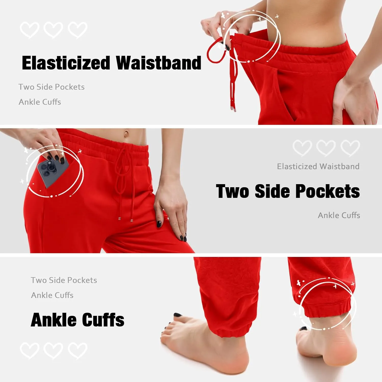 Walifrey Womens Joggers with Pockets, Drawstring Sweatpants Women for Lounging Jogging Workout and Gym