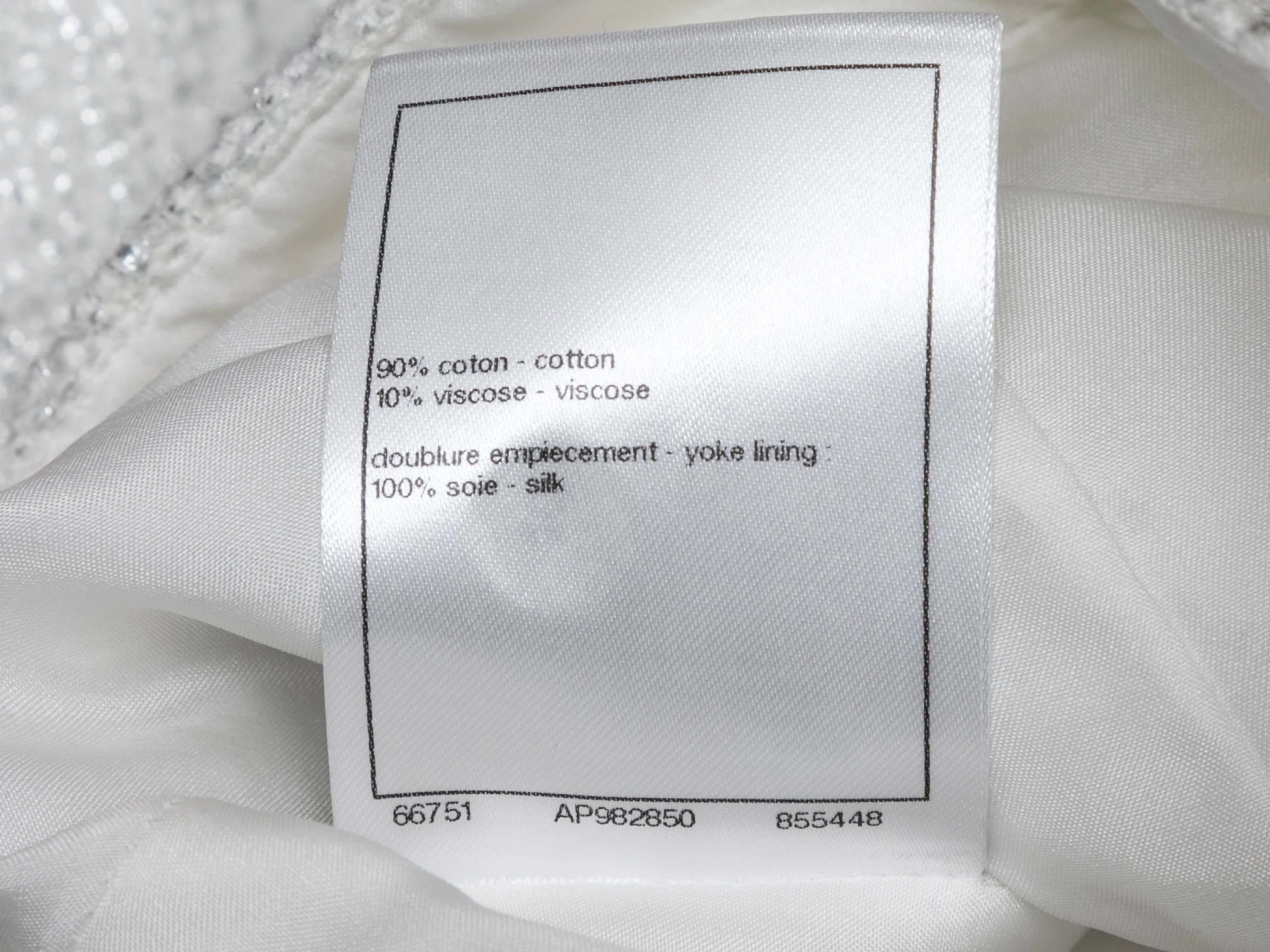 White & Silver Chanel Metallic Tweed Pants Size FR 38