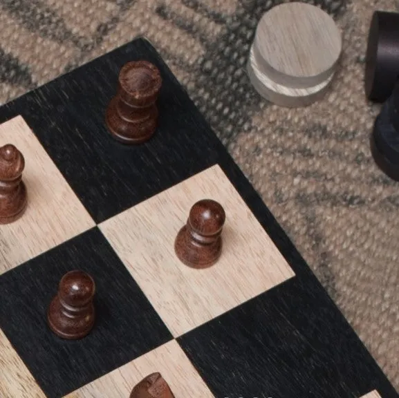 Wooden Chess and Draughts Set